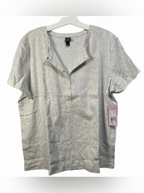 wild fable Light Heather Gray Short Sleeve Snap Henley Tee